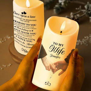 Once Upon A Time Love Quote - Personalized LED Candle - Anniversary Gift For Wife
