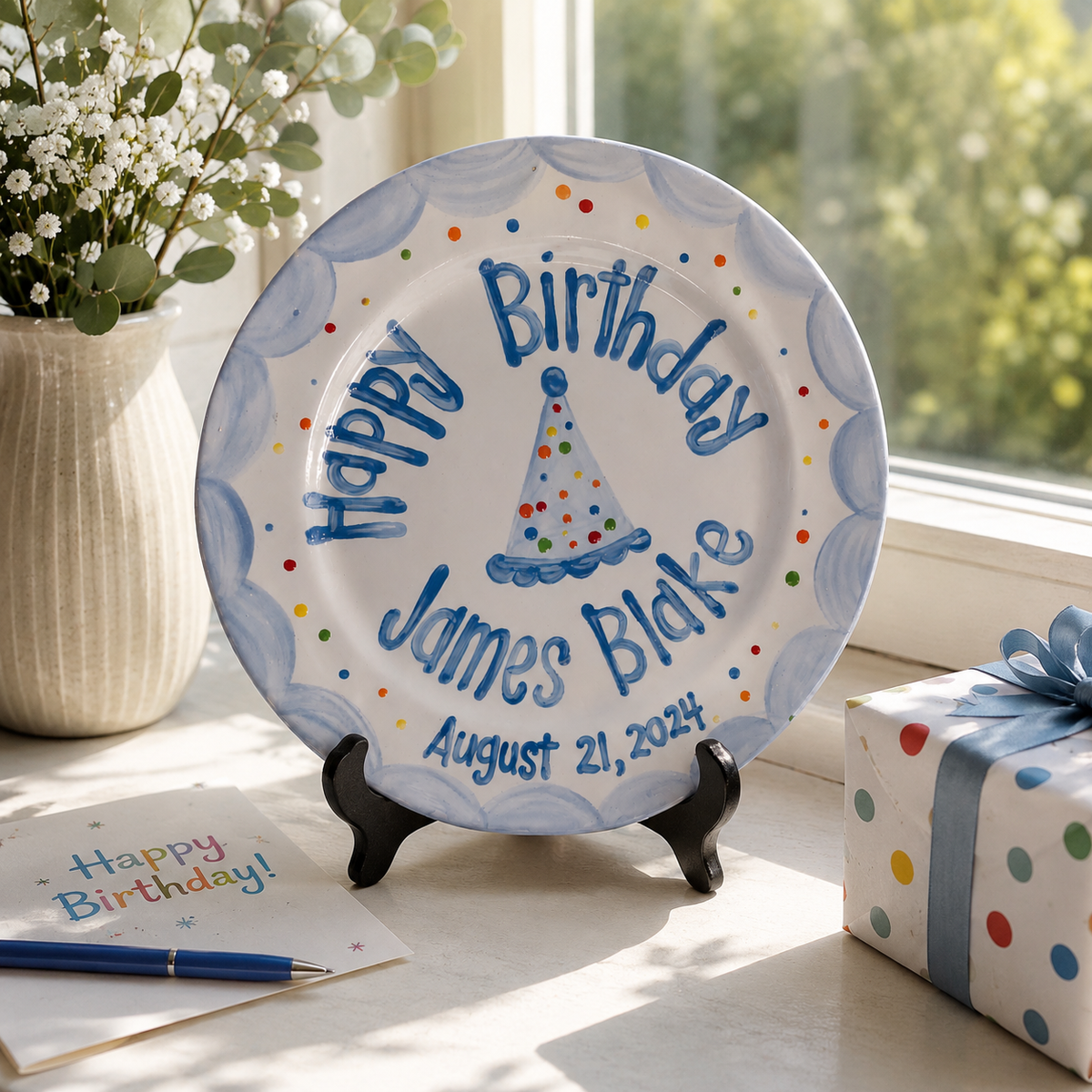 Personalized Boys Birthday Ceramic Plate, Happy Birthday Boy, Gift For Son, Birthday Gift