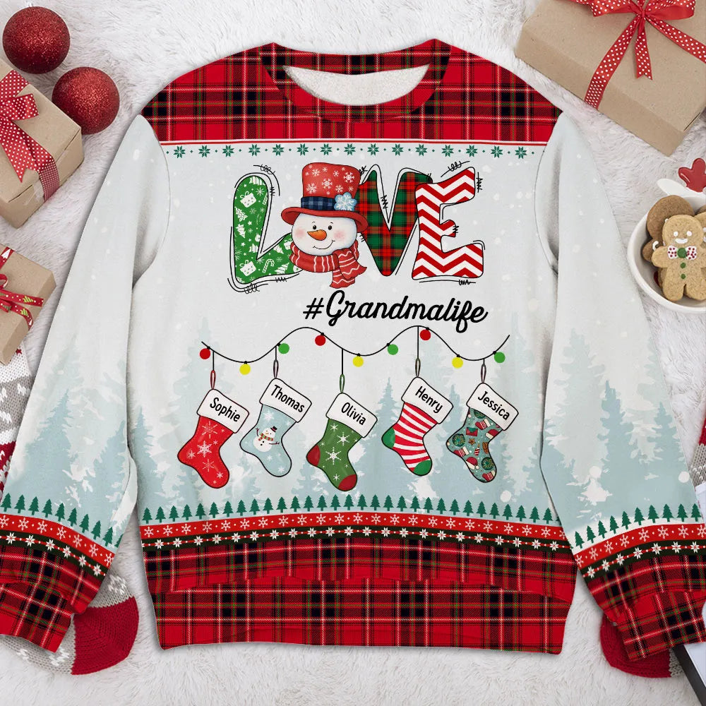 Grandma Life - Personalized Ugly Sweatshirt - Christmas Gift For Mom Grandma
