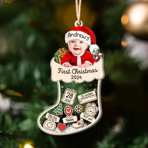 Baby's First Christmas Ornament 2024, Custom Baby Photo Ornament, New Baby Shaker, Newborn Gift, 4D Shake Babies Ornament, Baby Shower Gifts