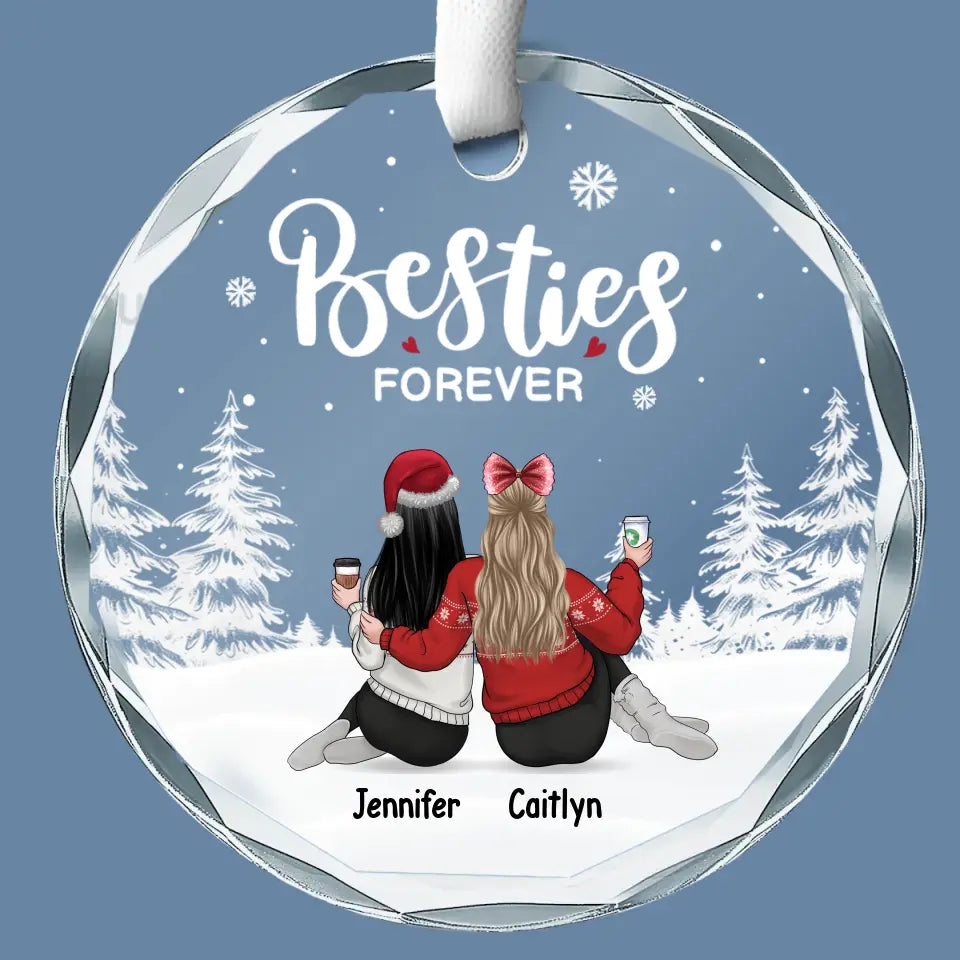 Our Friendship Is Endless - Personalized Crystal Ornament - Christmas Gift For Sisters, Friends, Besties