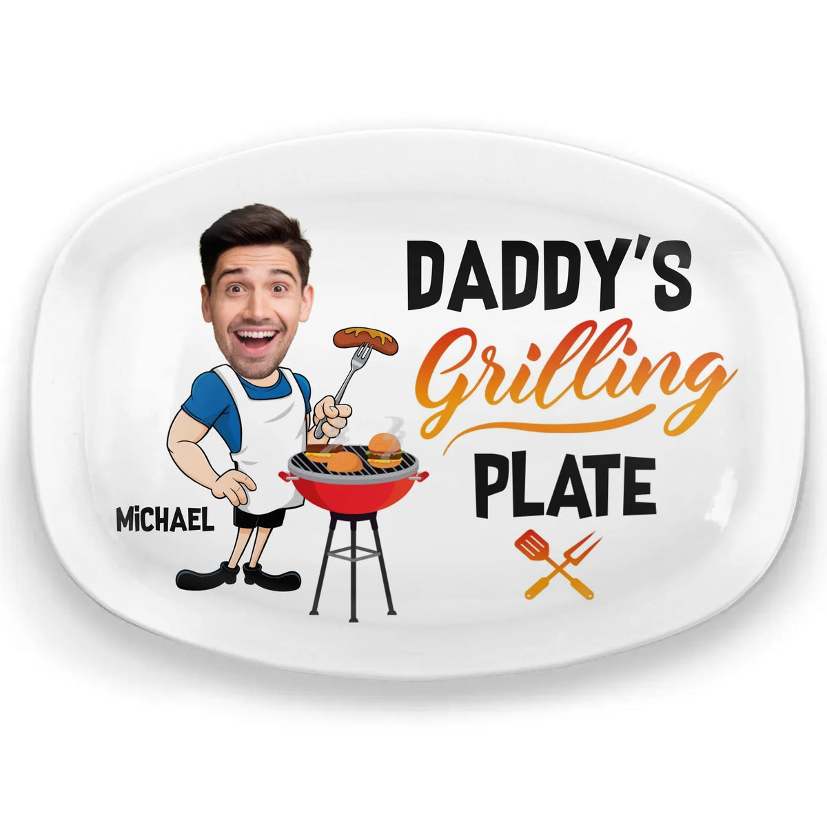 Custom Photo Everything Tastes Better When Daddy Makes It - Personalized Platter - Father's Day, Gift For Dad, Grandpa