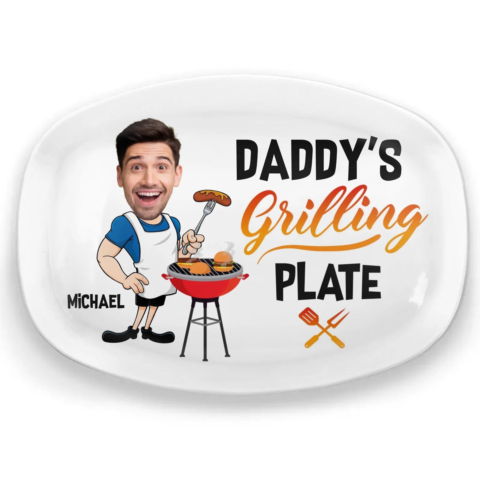 Custom Photo Everything Tastes Better When Daddy Makes It - Personalized Platter - Father's Day, Gift For Dad, Grandpa