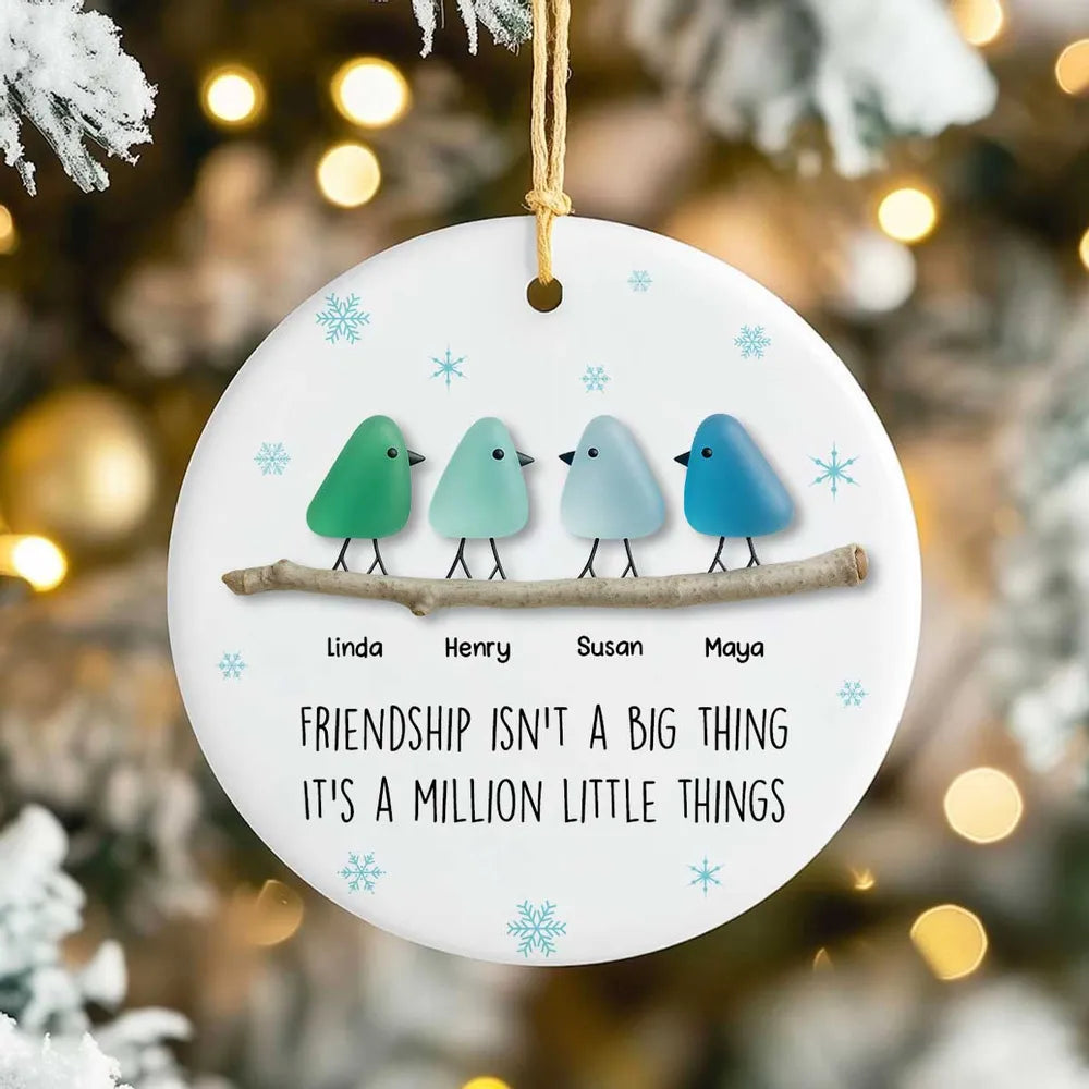 Friendship Sea Glass Pattern Birds - Personalized Ornament - Unique Christmas Gift for Best Friends