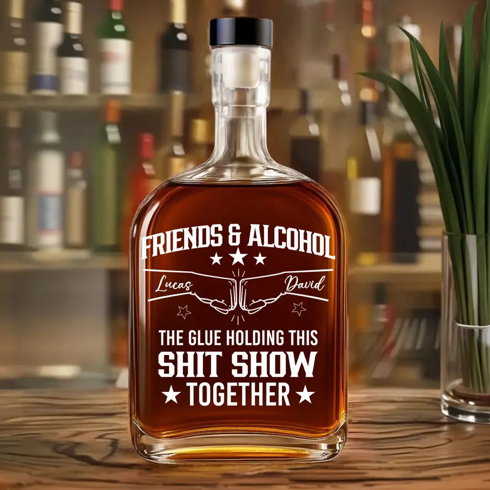 Brothers & Alcohol - Personalized Whiskey Bottle - Funny Gift For Brothers, Friends, Spirit Decanter Decoration