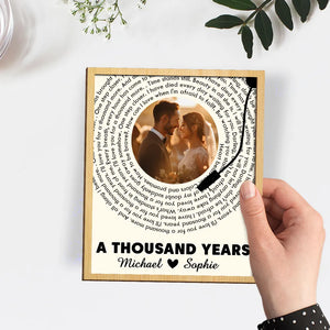 Custom Couple Photo And Favorite Spiral Song Lyrics - Personalized Wooden Plaque - Valentine's Day Gift For Couple
