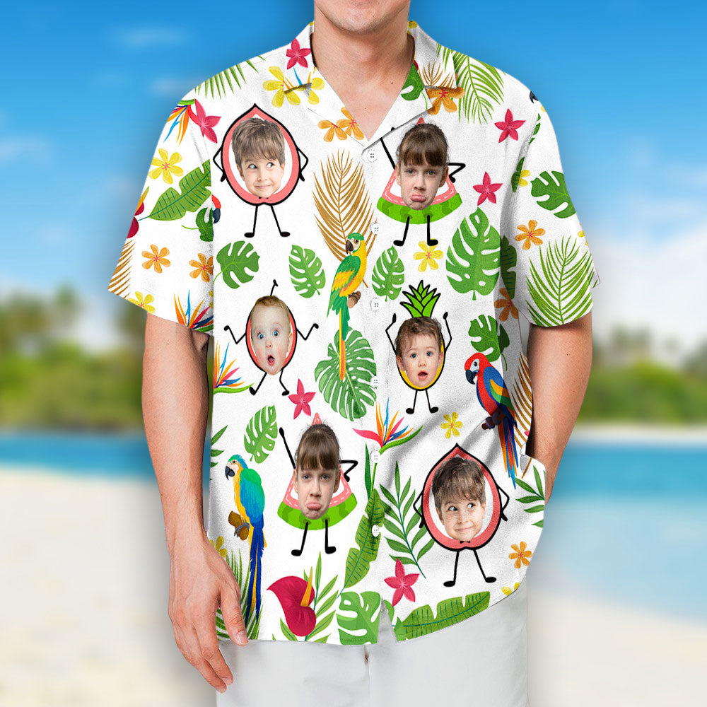 Tropical Fruit Piece Custom Kid's Face - Personalized Hawaiian Shirt - Gift For Dad, Papa, Father's Day, Birthday Gift