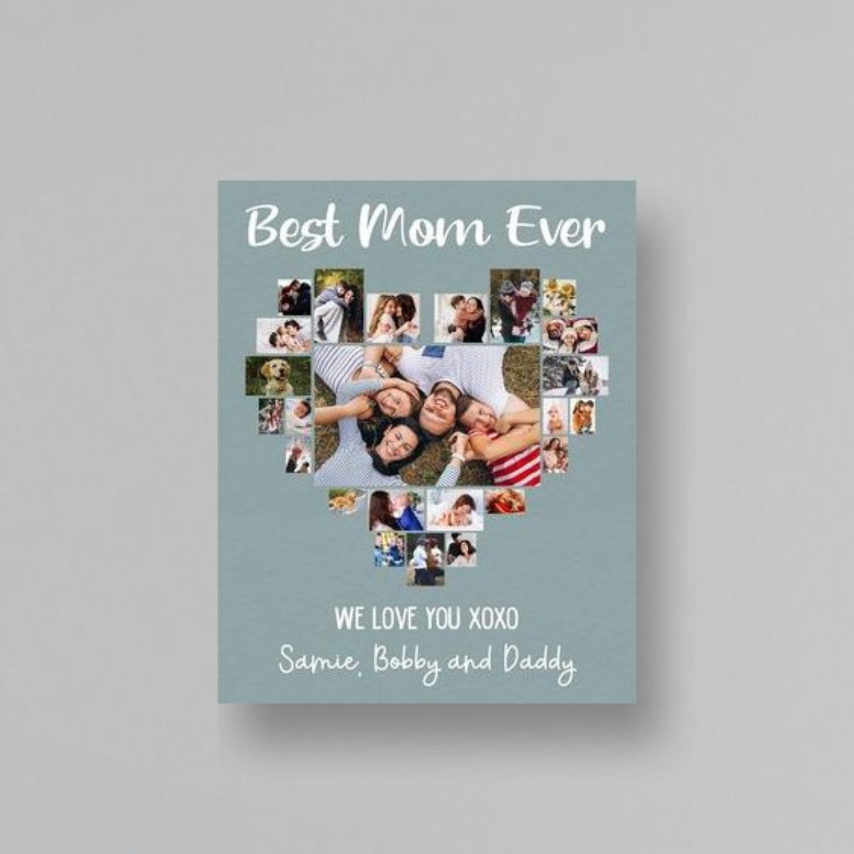 Best Mom Ever Heart Shaped Photo Collage - Personalized Canvas - Gift For Mom, Mother's Day, Birthday Gift