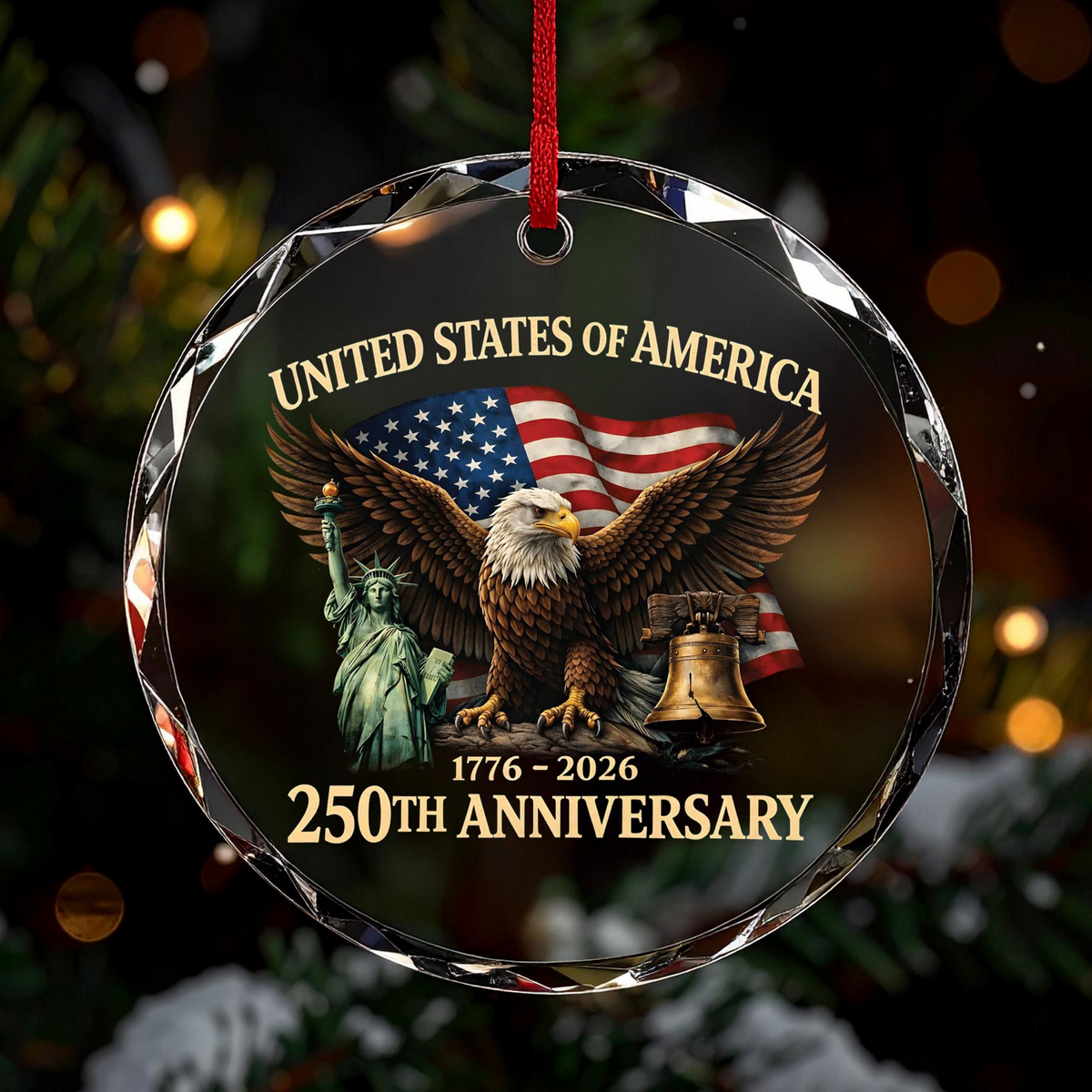250th Anniversary Ornament, USA Patriotic Keepsake, Liberty Bell, Eagle