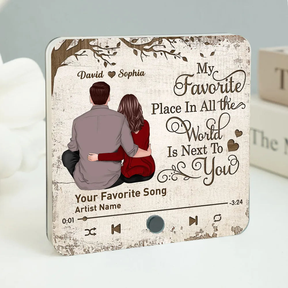 My Favorite Place In All The World Is Next To You - Personalized Music Fridge Magnet - Gift For Couple, For Him, For Her, Anniversary Gift