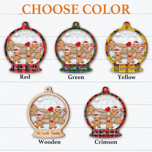 Gingerbread Family With Dog & Cat - Personalized 4D Shaker Ornament - Christmas Gift For Family