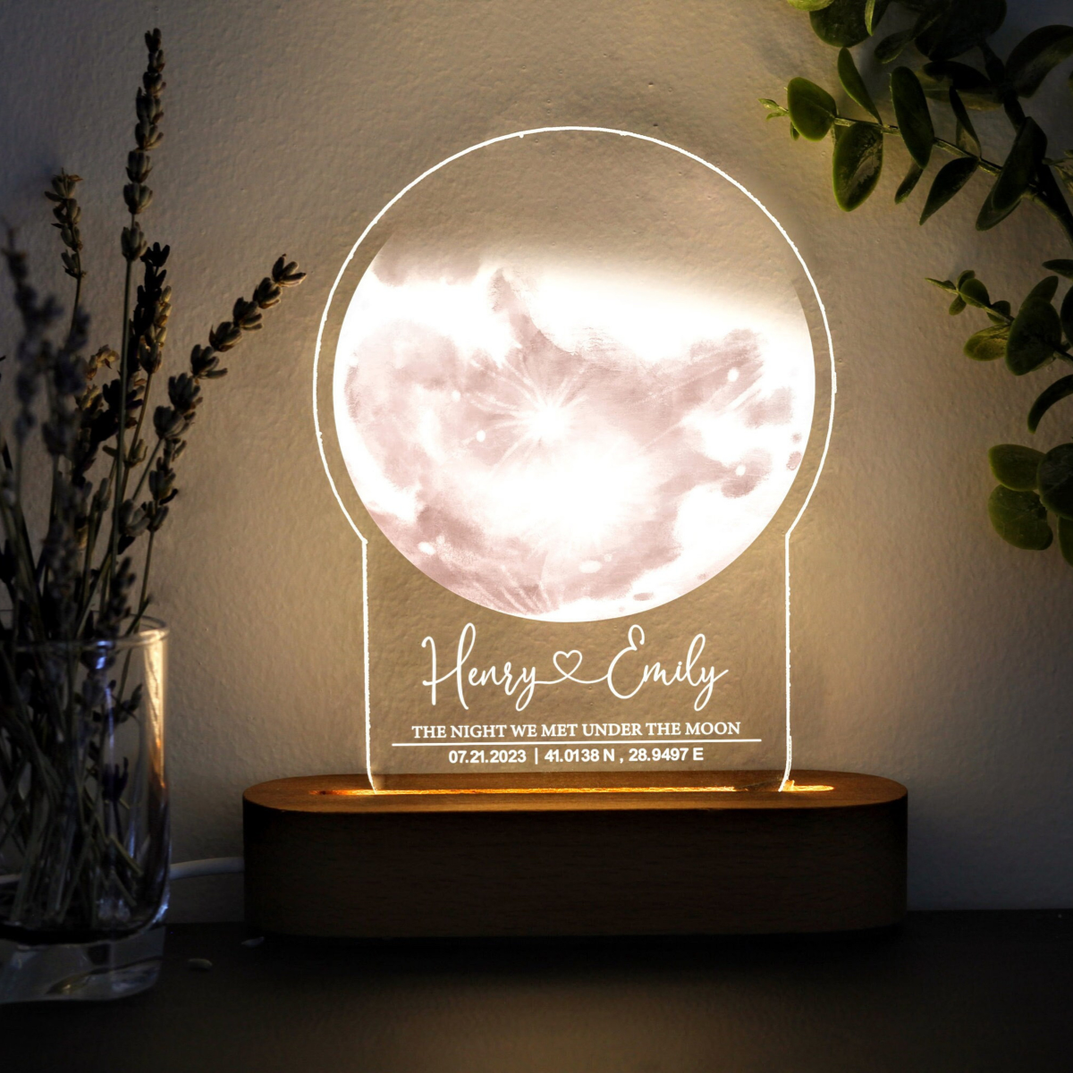Custom Moon Phase Night Light, Unique Wedding Gift, Night Sky Print by Date, Customized Couple Gifts, Anniversary Gift for Couple