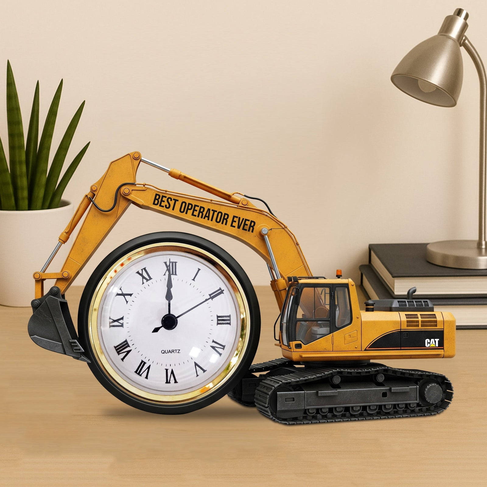 Excavator Desk Clock Plaque - Personalized Acrylic Desk Clock - Gifts For Father, Gift For Kids