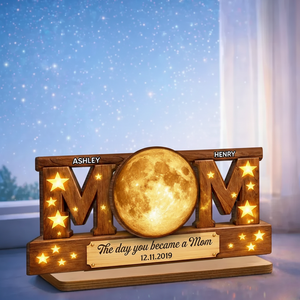 The Day You Became A Mom - Personalized Wooden Plaque - Heartfelt Gift For Mom, Grandma