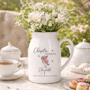 Birthday Gift for Her, Every Chapter Custom Name Ceramic Flower Vase, Birth Month Flower Vase, Personalized Birthday Gift for Daughter