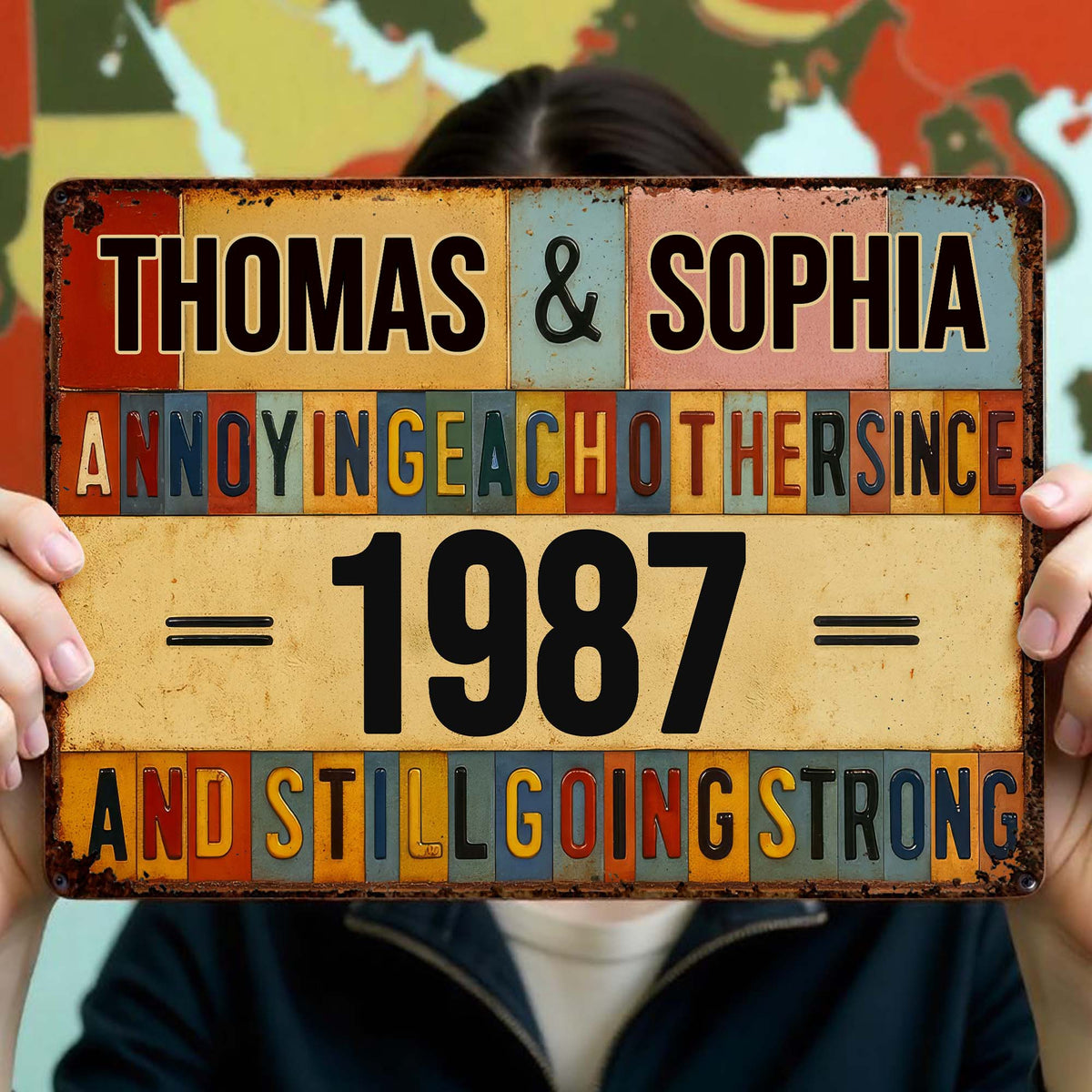 Annoying Each Other Since And Still Going Strong - Personalized Metal Sign - Valentine's Day Gift For Couple