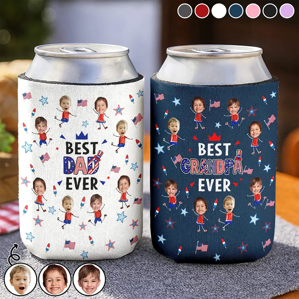 Custom Photo Stars & Stripes Best Dad Ever - Personalized UV Printed Cup Cover - Gift For Dad, Papa, Father's Day Gift