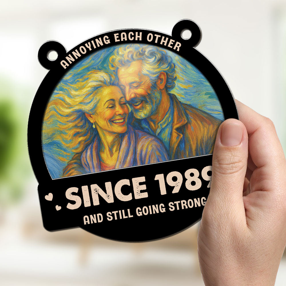 Annoying Each Other For Years Modern Art Style Custom Photo - Personalized Suncatcher Ornament - Gift For Couple