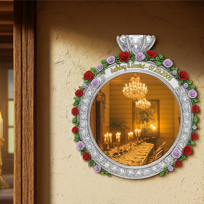 Romantic Anniversary Custom Name & Date - Personalized Shaped Mirror - Gift For Couple
