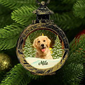 Custom Photo Pet Face Dog Cat Memorial - Personalized Lantern LED Flameless Candle - Memorial Dog Cat, Christmas Gift For Pet Owner