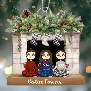 Besties Forver Christmas Stockings On Fireplace - Personalized Shaped Ornament - Christmas Gift For Besties