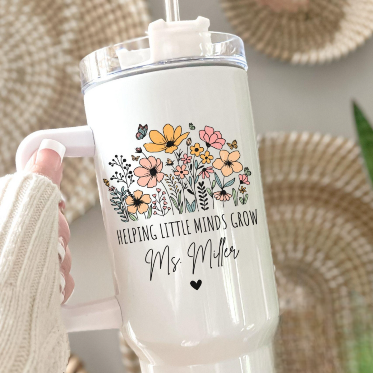 Teacher 40oz Tumbler Helping Little Mind Grow Teacher Tumbler, Teacher Appreciation Gift, Thank You Teacher Travel Tumbler