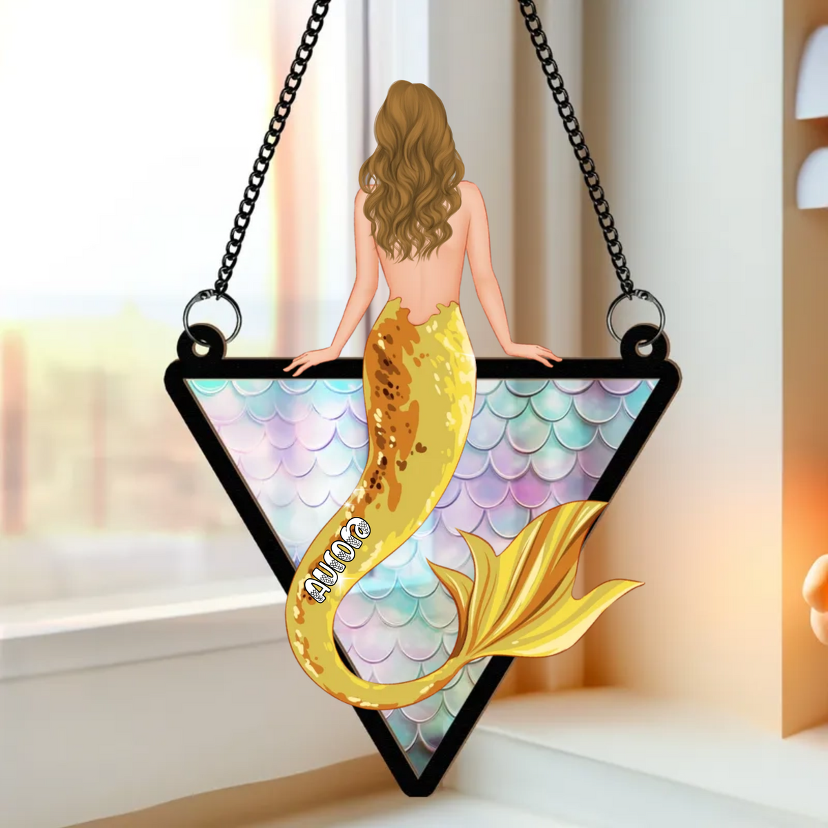 Mermaid Bestie - Personalized Suncatcher Ornament - Gift For Bestie, BFF, Soul Sisters
