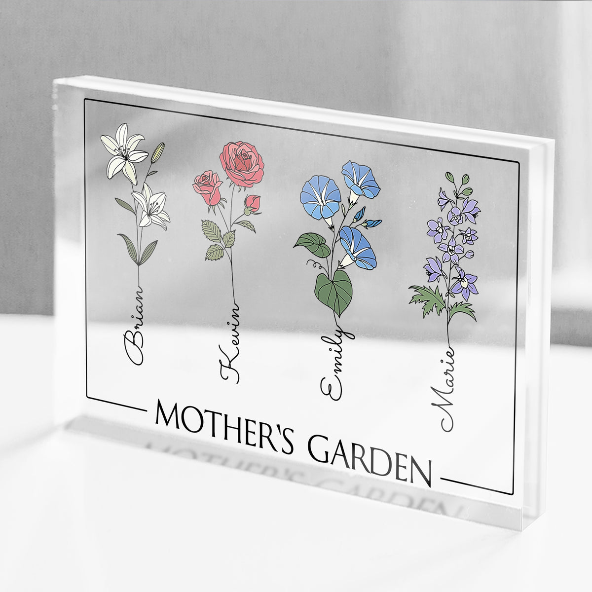 Mother's Garden With Little Flowers - Personalized Acrylic Plaque - Gift For Mom, Mother's Day, Birthday Gift