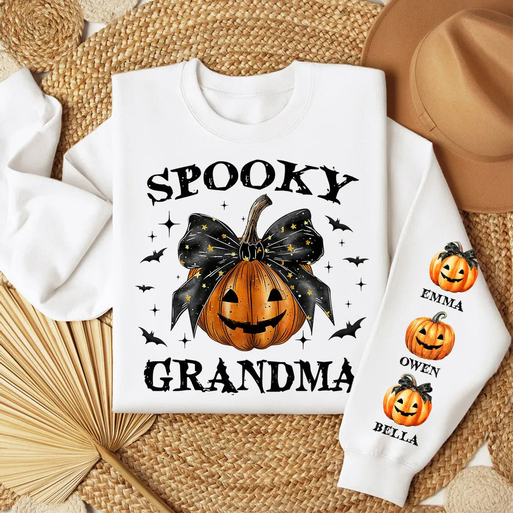 Spooky Grandma Halloween Pumpkin - Personalized Sweatshirt - Halloween Gift For Grandma