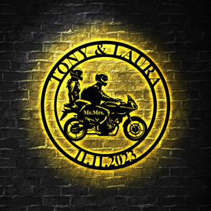 Personalized Biker Couple Metal Sign, Custom Motorcycle Rider Wall Art For Decor, Anniversary Gift, Wedding Gift Motorcycle, Biker Couple Gift