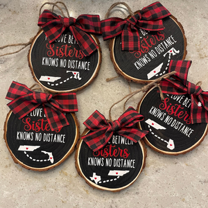 The Love Knows No Distance - Personalized Shape Ornament - Christmas Gift For Sisters