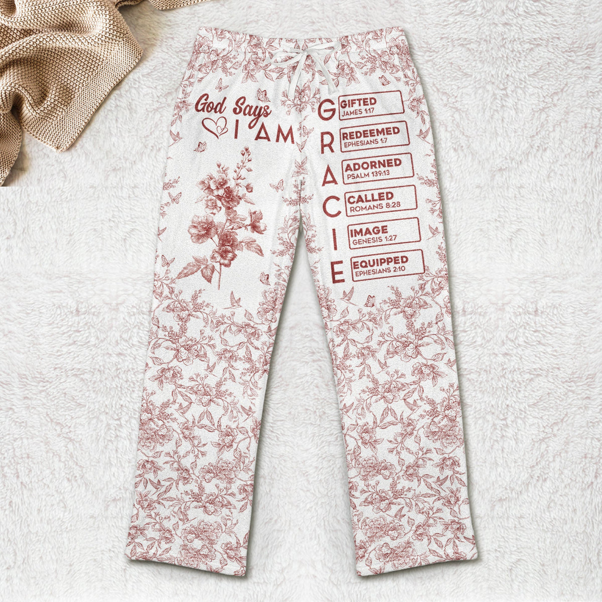 God Says I Am Bible Verse - Personalized Pajamas Pants - Christmas Gift