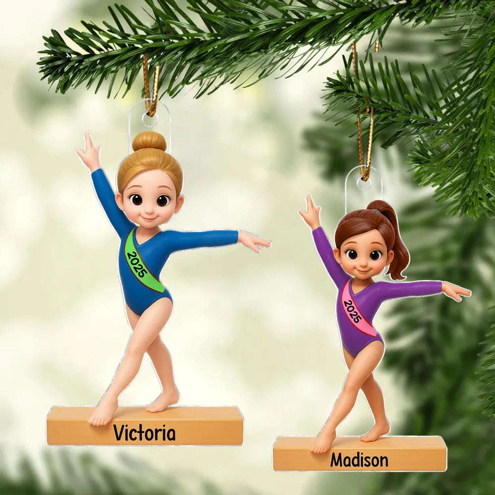 3D Effect Gymnastic Girl - Personalized Acrylic Ornament - Christmas Gift For Kid Girl
