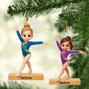 3D Effect Gymnastic Girl - Personalized Acrylic Ornament - Christmas Gift For Kid Girl