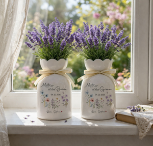 Custom Mother of The Groom Flower Vase, Mother of The Bride Gift Ceramic Vase, Wedding Favor Gift For Mom, Mother's Day Gifts