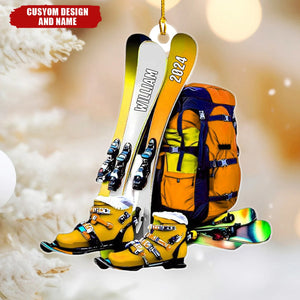 Skiing Snowboard - Personalized Acrylic Ornament - Christmas Gift For Ski Lovers