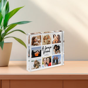 Best Friend Photo Gift, Personalized Acrylic Photo Collage Block, Friendship Travel Keepsake, Bestie Present, Custom Desk Picture Frames