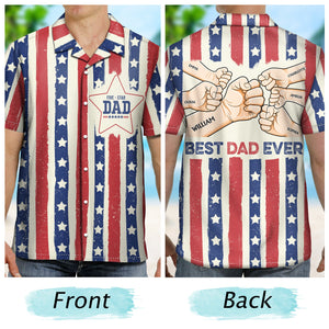 Five Star Best Dad Ever - Personalized Hawaiian Shirt - Patriotic Gift For Father Grandpa, Summer Gift