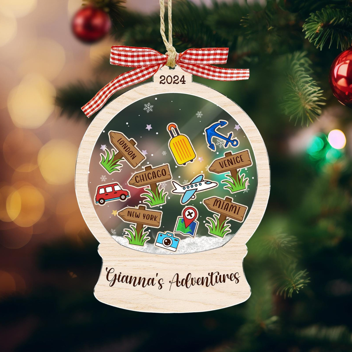 Travel's Adventures 2024 - Personalized 4D Shaker Ornament - Christmas Gift For Family