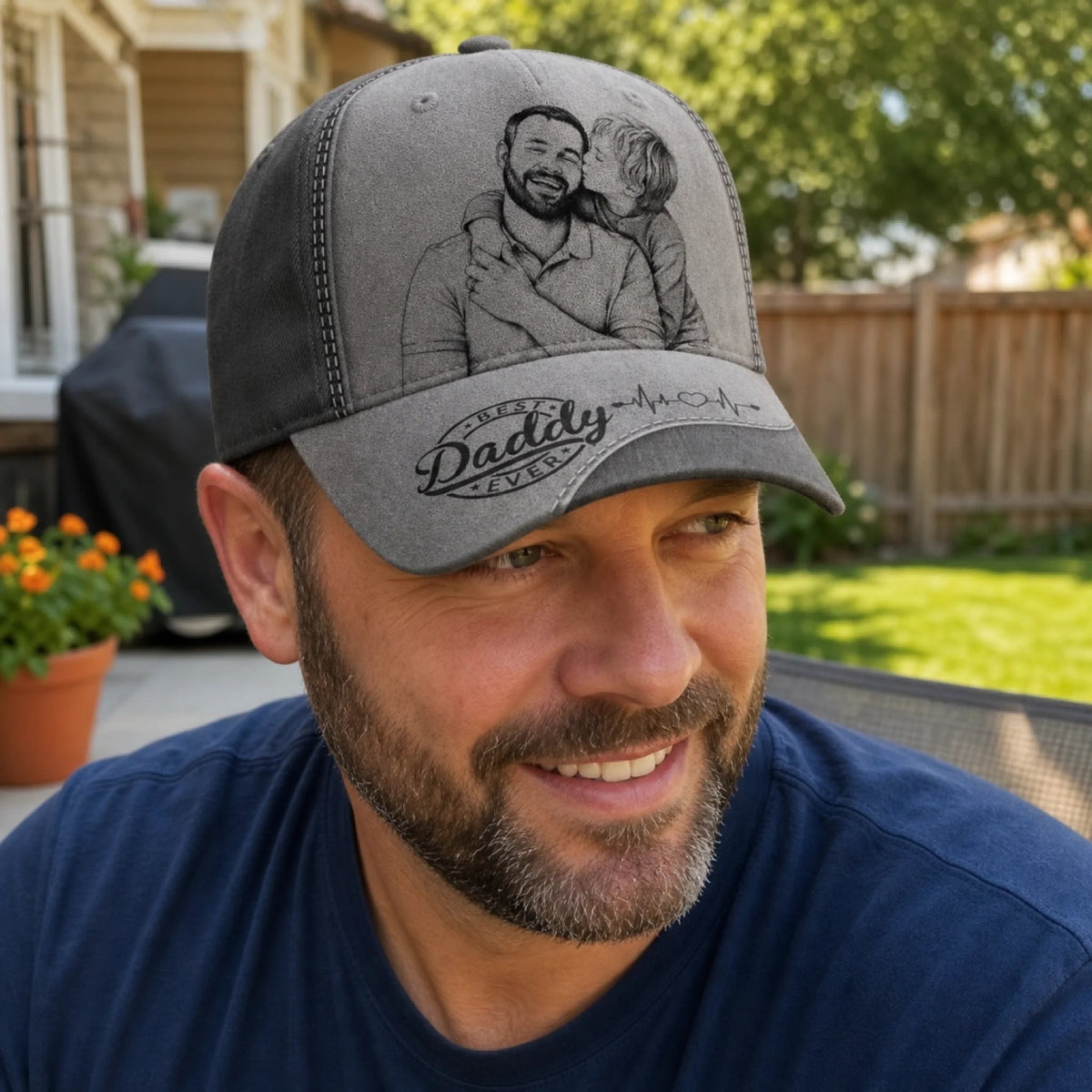 Custom Sketch Line Photo Best Dad Ever - Personalized Classic Cap - Gift For Dad, Father's Day Gift