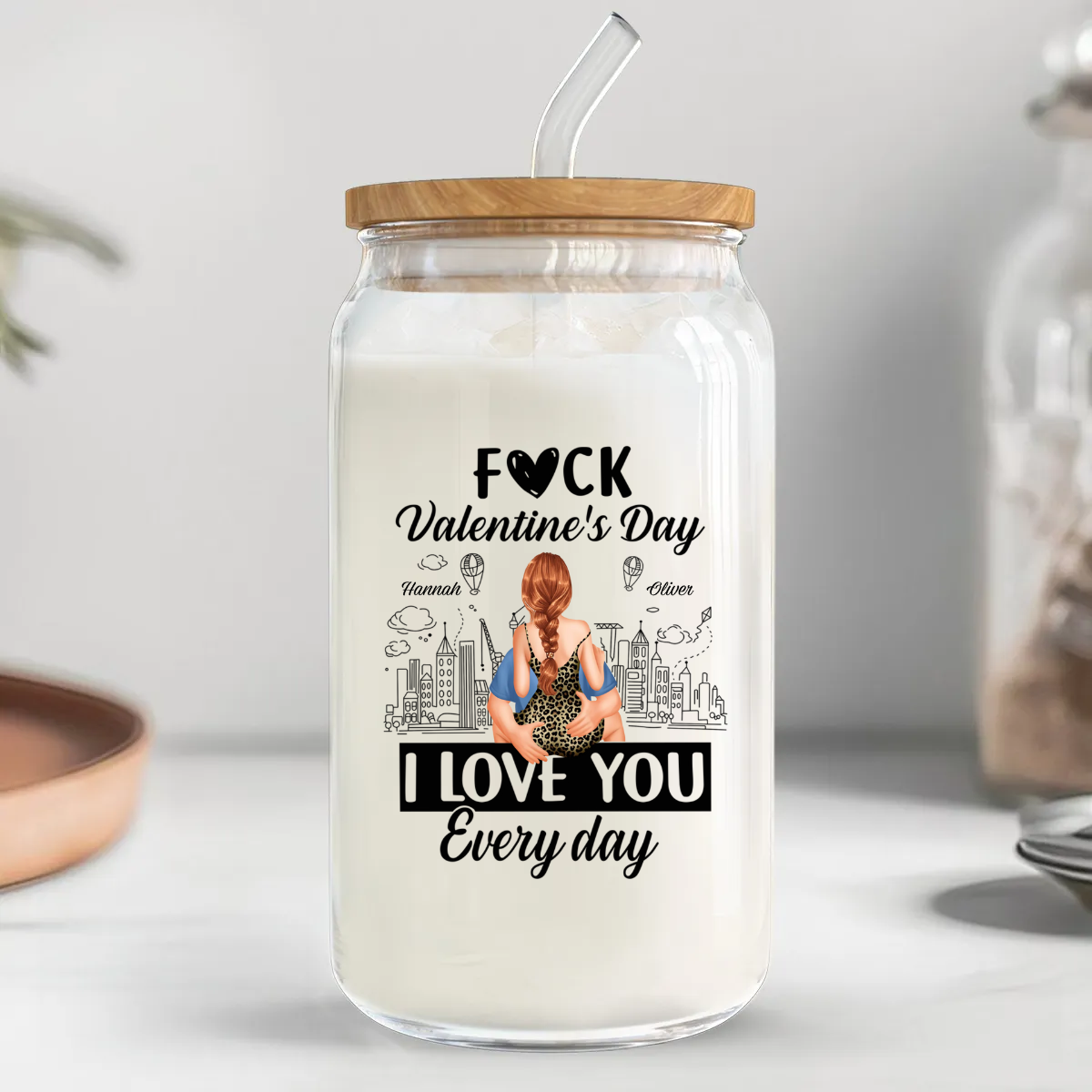Forget Valentine's Day, I Love You Everyday - Personalized Glass Tumbler - Anniversary Gift, Valentine's Day Gift For Couple