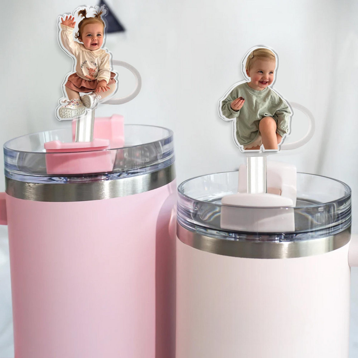 Personalized Gift For Mom Grandma, Custom Kids Photo Straw Topper, Cup Straw Cover, Gift For Grandma, Nana