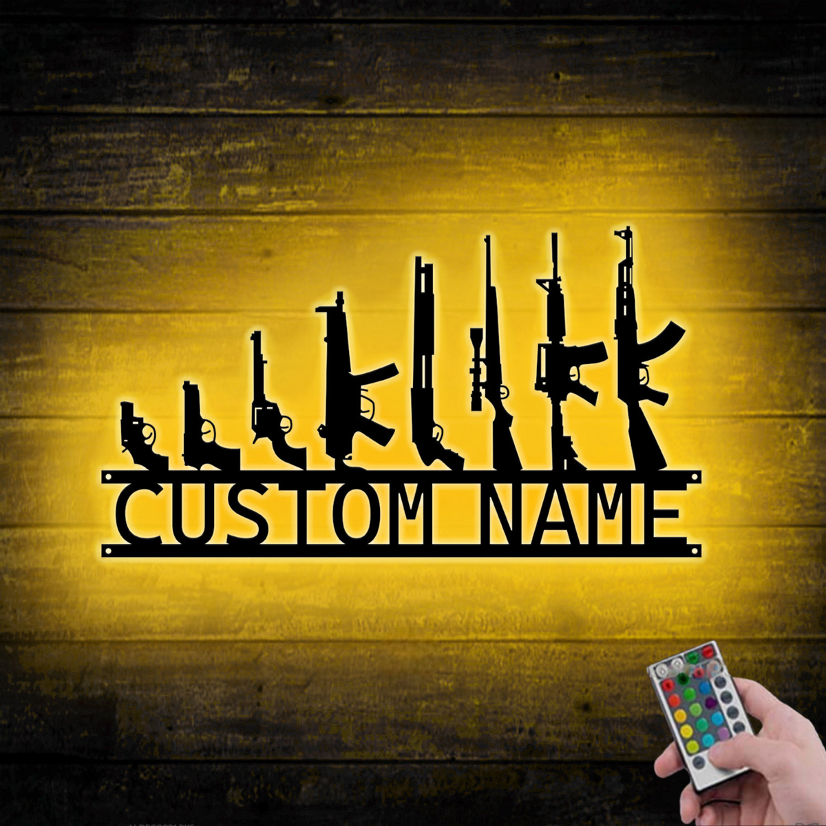 Custom Gun Metal Sign LED Light, Gun Metal Wall Art, Personalized Armory Sign, Armory Decor, Military Decor, Veteran Gift