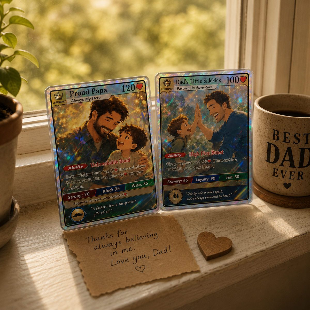 Personalized Father & Son Trading Card Gift Unique Father s Day Gift for Dad, Custom Keepsake Card for Father