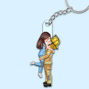 Couple Portrait, Firefighter, Nurse, Police Officer, Military Ornament, Gift by Occupation Personalized Acrylic Keychain