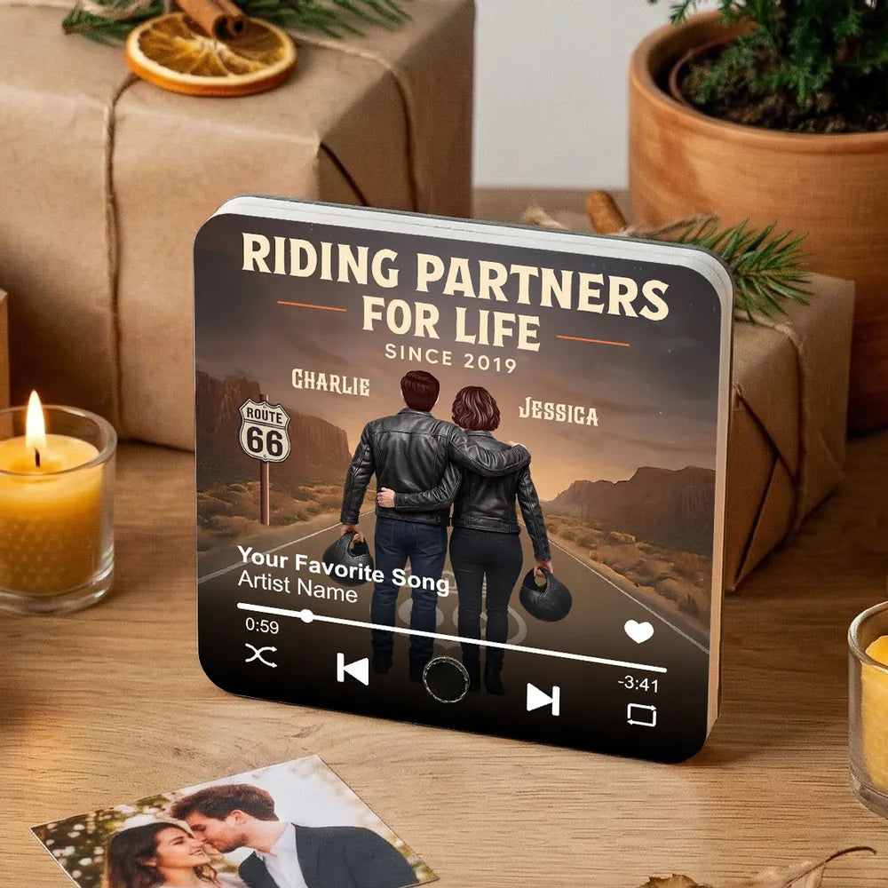 Route 66 Riding Partners For Life - Personalized Music Fridge Magnet - Valentine's Gift, Anniversary Gift For Biker Couple