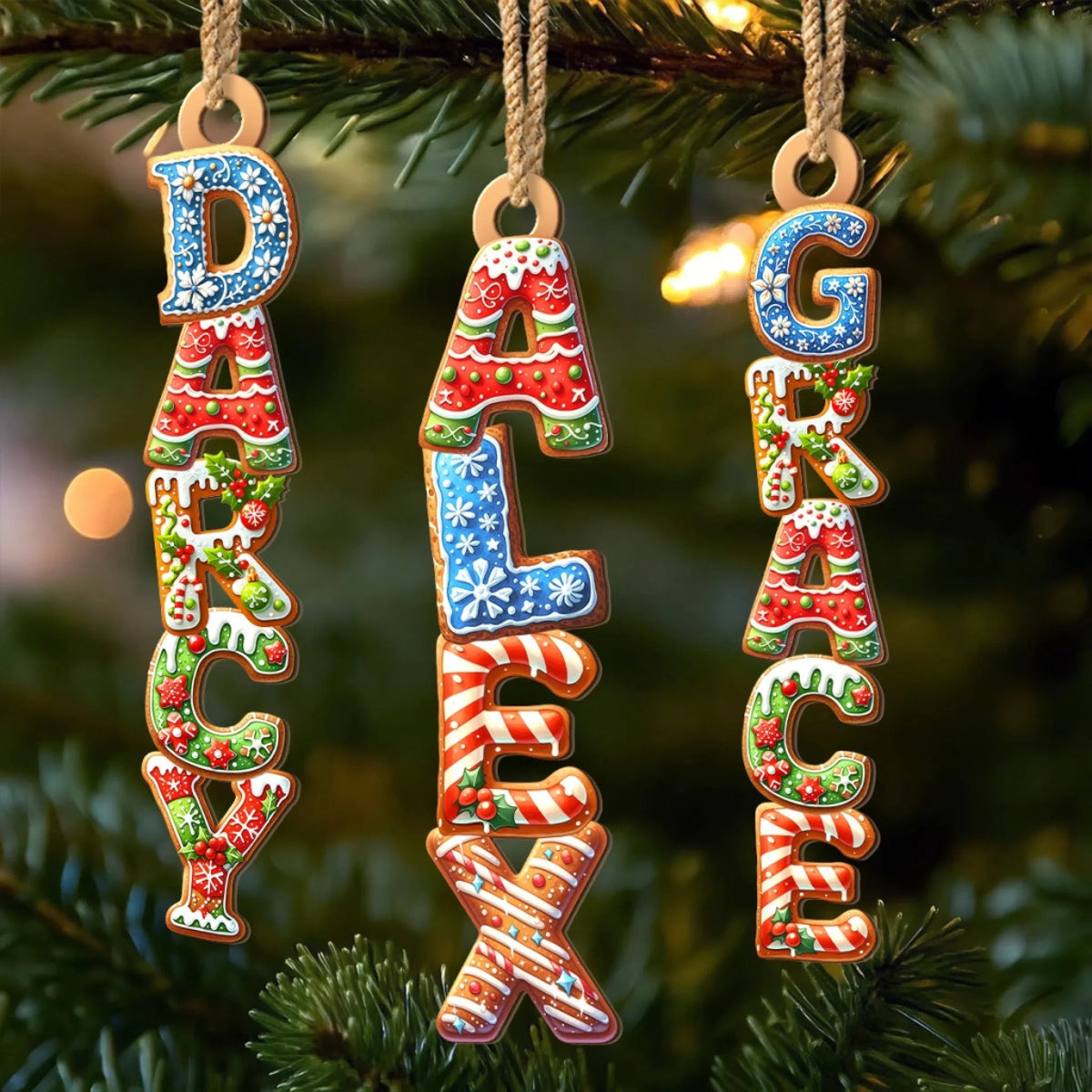 Custom Gingerbread Letter Ornament - Personalized Shaped Ornament - Christmas Gift For Family