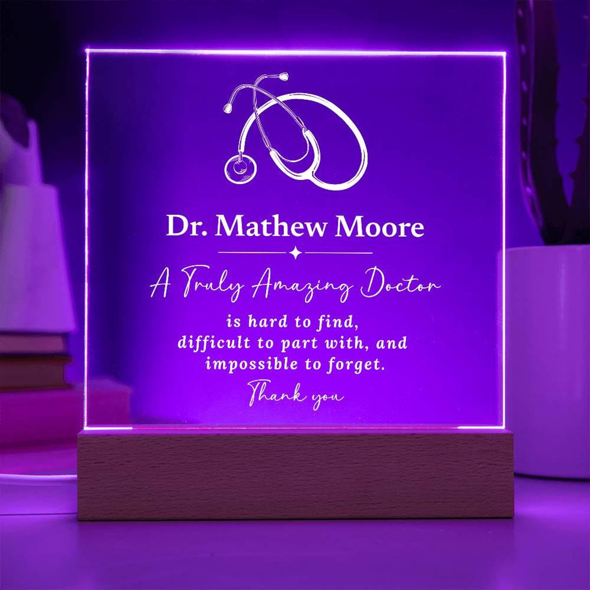 Gift for Doctor Personalized LED Night Light, Coworker Gift, Gift for Family Doctor, Dr Thank You Retirement Gift, Doctor Gifts