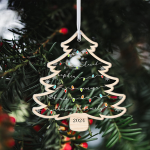 Christmas Tree Custom Family Members Name - Personalized Wood & Acrylic Ornament - Christmas Gift For Family