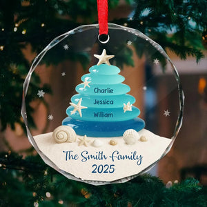 Sea Glass Christmas Tree - Personalized Crystal Ornament - Heartwarming Festive Christmas Decor, Gift For Family